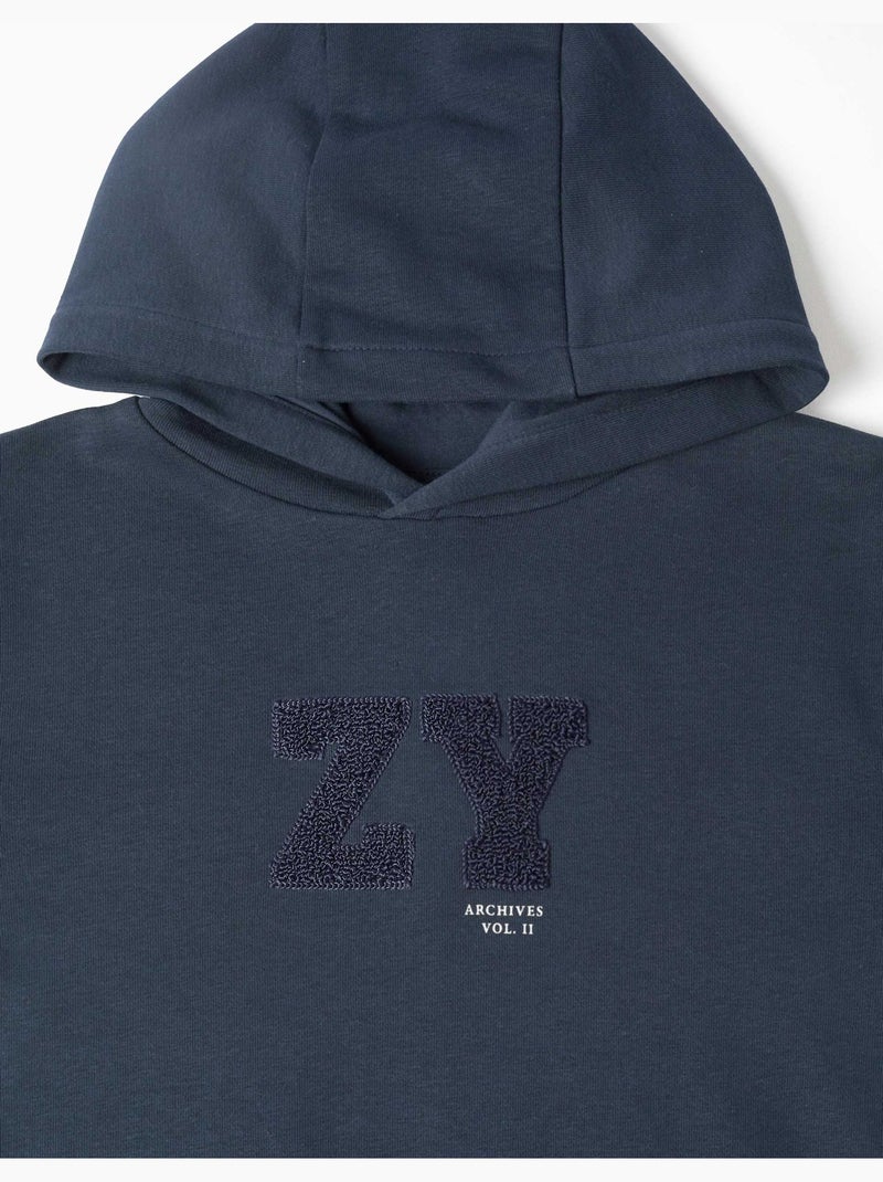 Sudadera con capucha con bordado bouclé ZY Azul oscuro - Kiabi