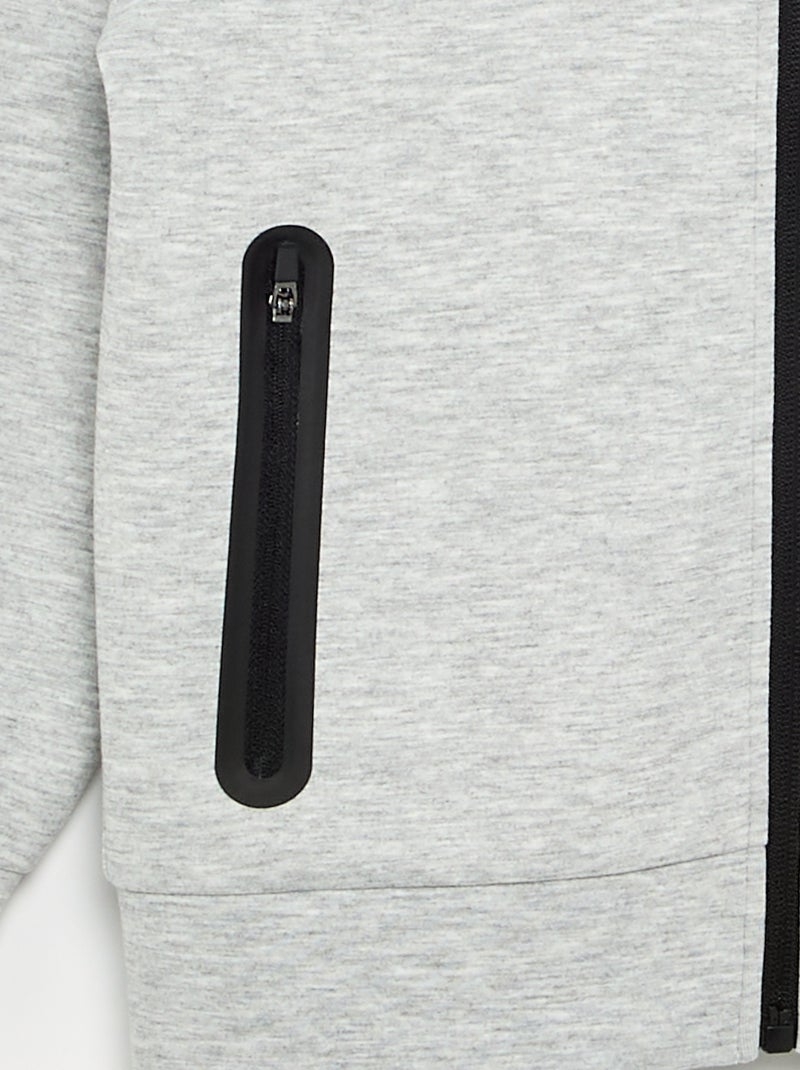 Sudadera con capucha con cremallera y 2 bolsillos con cremallera Gris - Kiabi