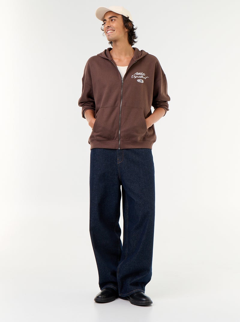Sudadera con capucha con estampado por delante y por detrás Marron - Kiabi