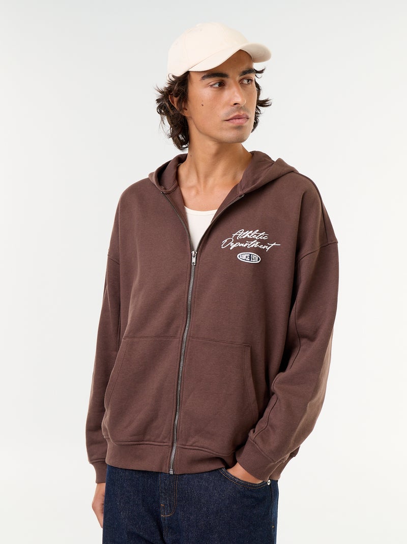 Sudadera con capucha con estampado por delante y por detrás Marron - Kiabi