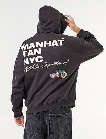 Sudadera con capucha con estampado por delante y por detrás