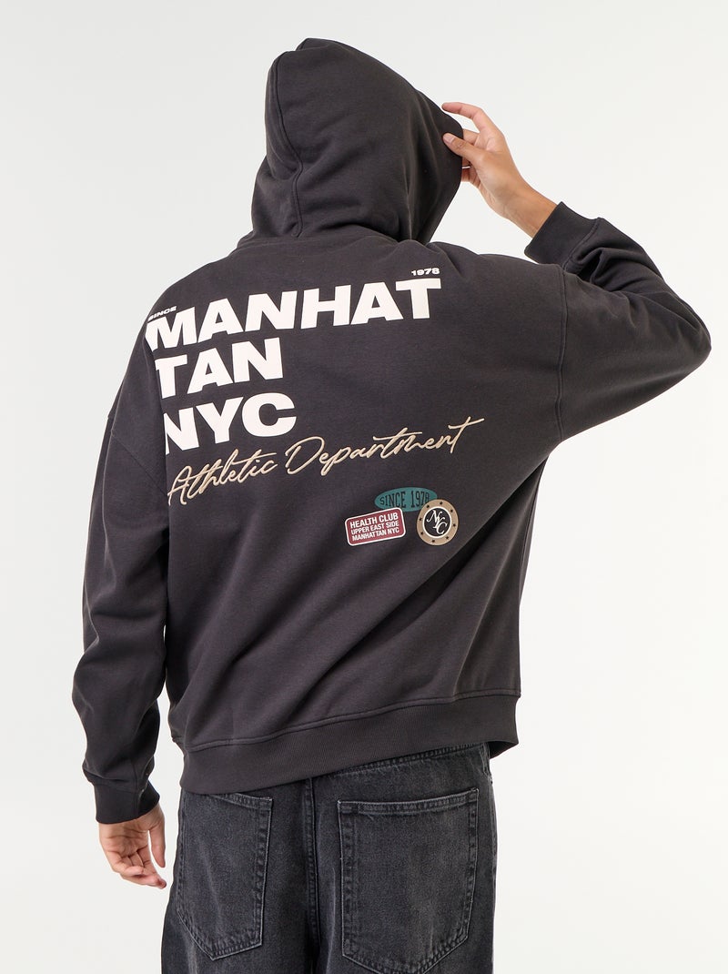 Sudadera con capucha con estampado por delante y por detrás Negro - Kiabi