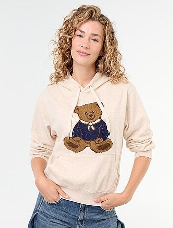 Sudadera con capucha con oso bordado