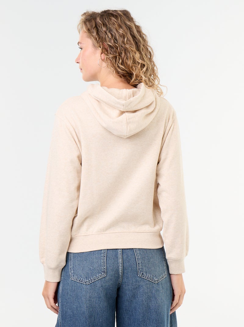 Sudadera con capucha con oso bordado Beige - Kiabi