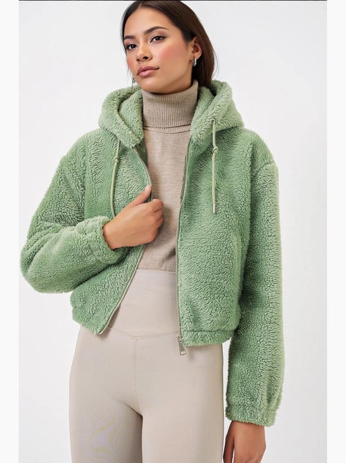 Sudadera con capucha corta de felpa con cremallera frontal bdart - Kiabi
