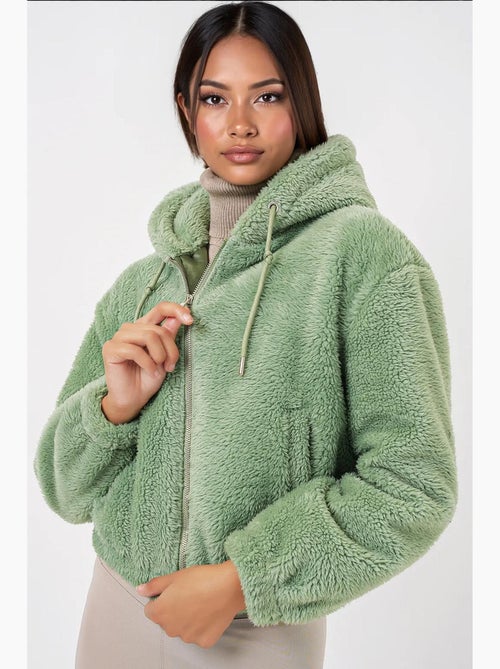 Sudadera con capucha corta de felpa con cremallera frontal bdart - Kiabi