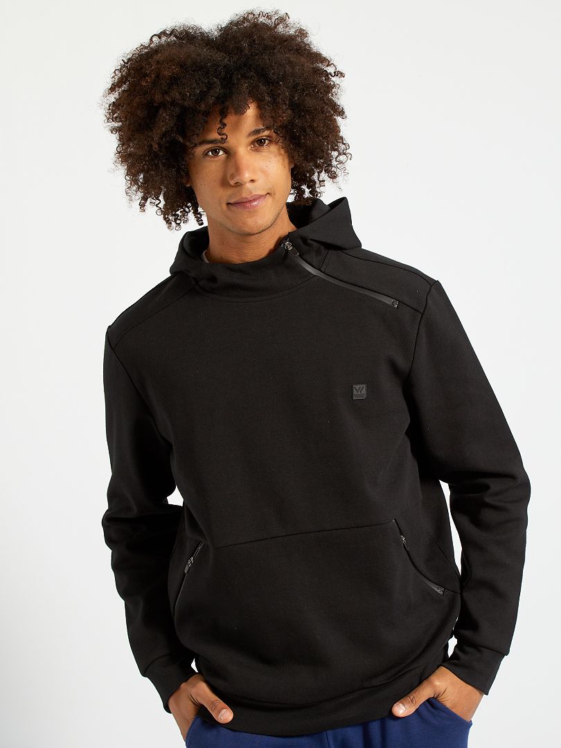 Sudadera con capucha cremallera en el hombro Negro - Kiabi