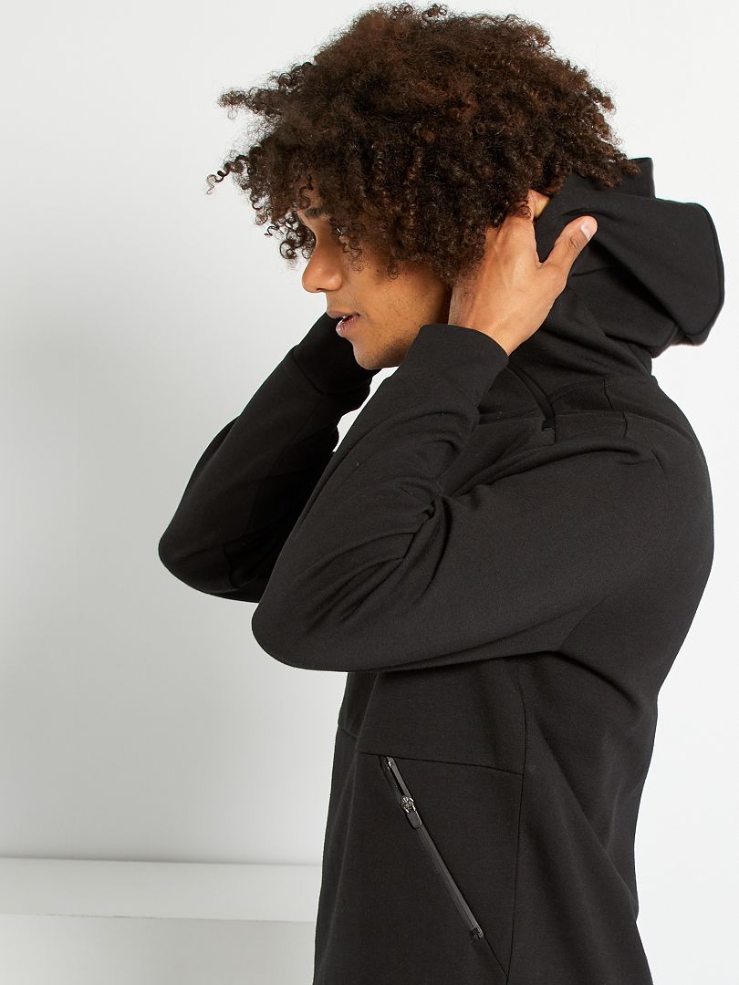 Sudadera con capucha cremallera en el hombro Negro - Kiabi
