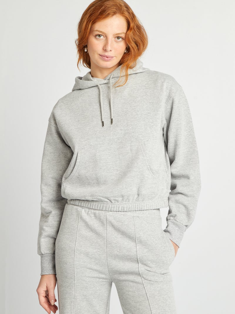 Sudadera con capucha crop GRIS - Kiabi