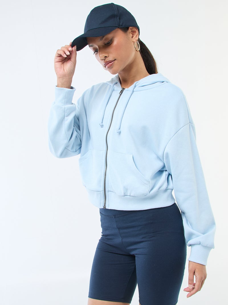 Sudadera con capucha crop top Azul - Kiabi