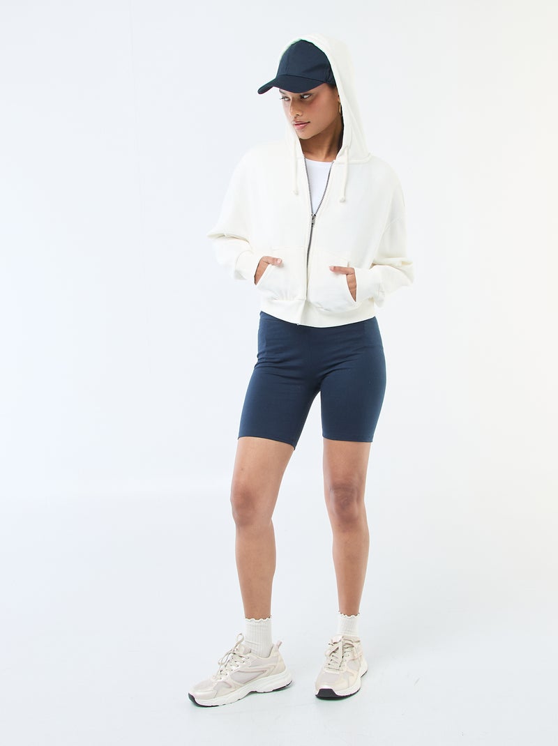 Sudadera con capucha crop top Blanco - Kiabi