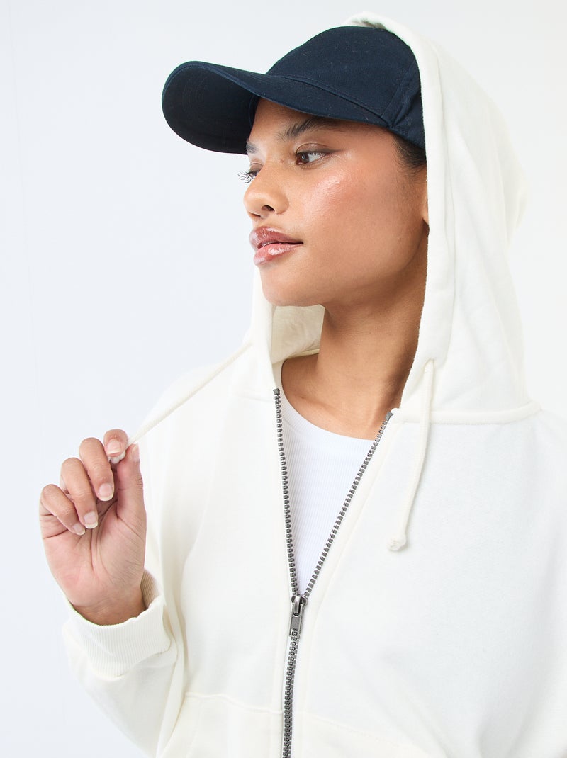 Sudadera con capucha crop top Blanco - Kiabi