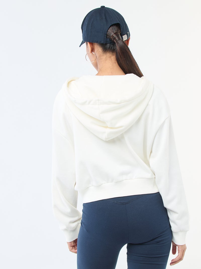 Sudadera con capucha crop top Blanco - Kiabi