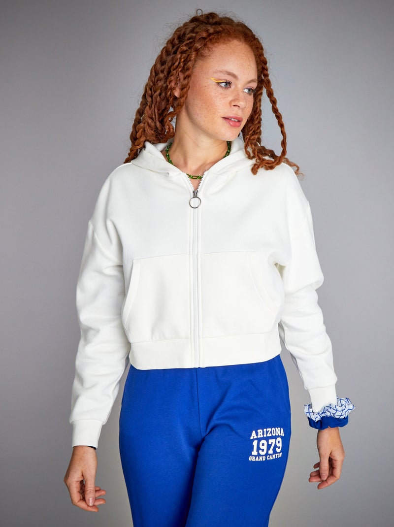 Sudadera con capucha crop top Blanco - Kiabi