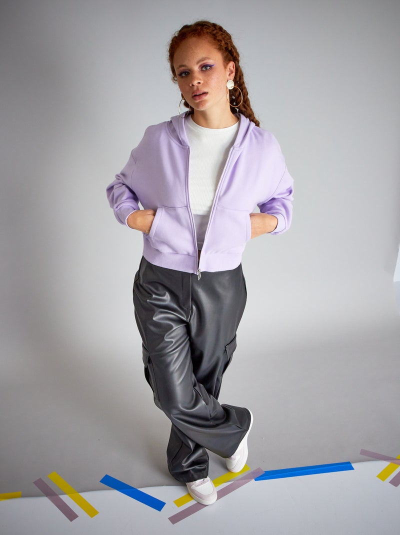 Sudadera con capucha crop top malva lilas - Kiabi