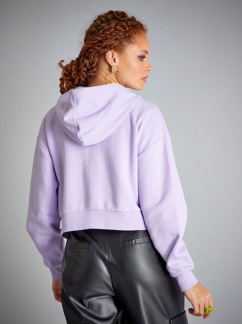 Sudadera con capucha crop top malva lilas - Kiabi