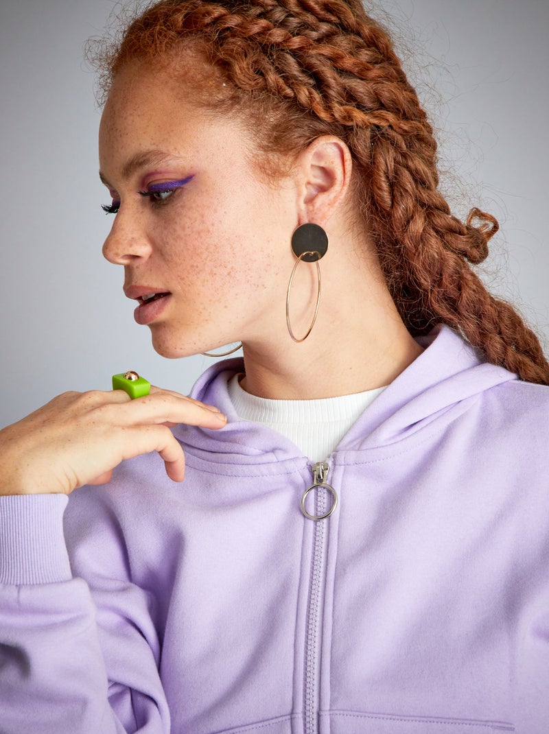 Sudadera con capucha crop top malva lilas - Kiabi
