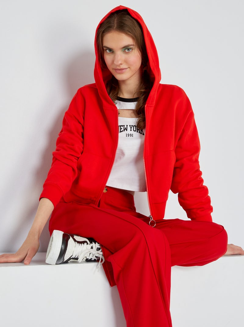 Sudadera con capucha crop top rojo - Kiabi