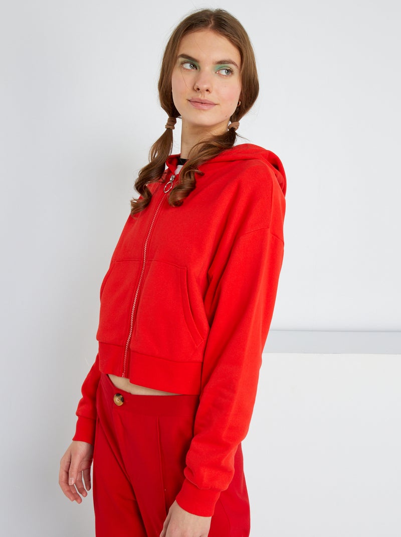 Sudadera con capucha crop top rojo - Kiabi