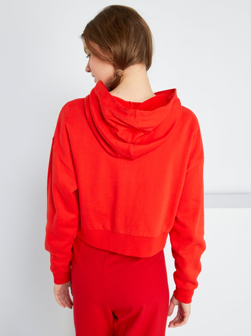 Sudadera con capucha crop top rojo - Kiabi