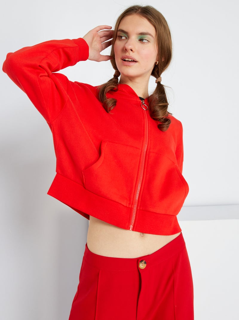 Sudadera con capucha crop top rojo - Kiabi