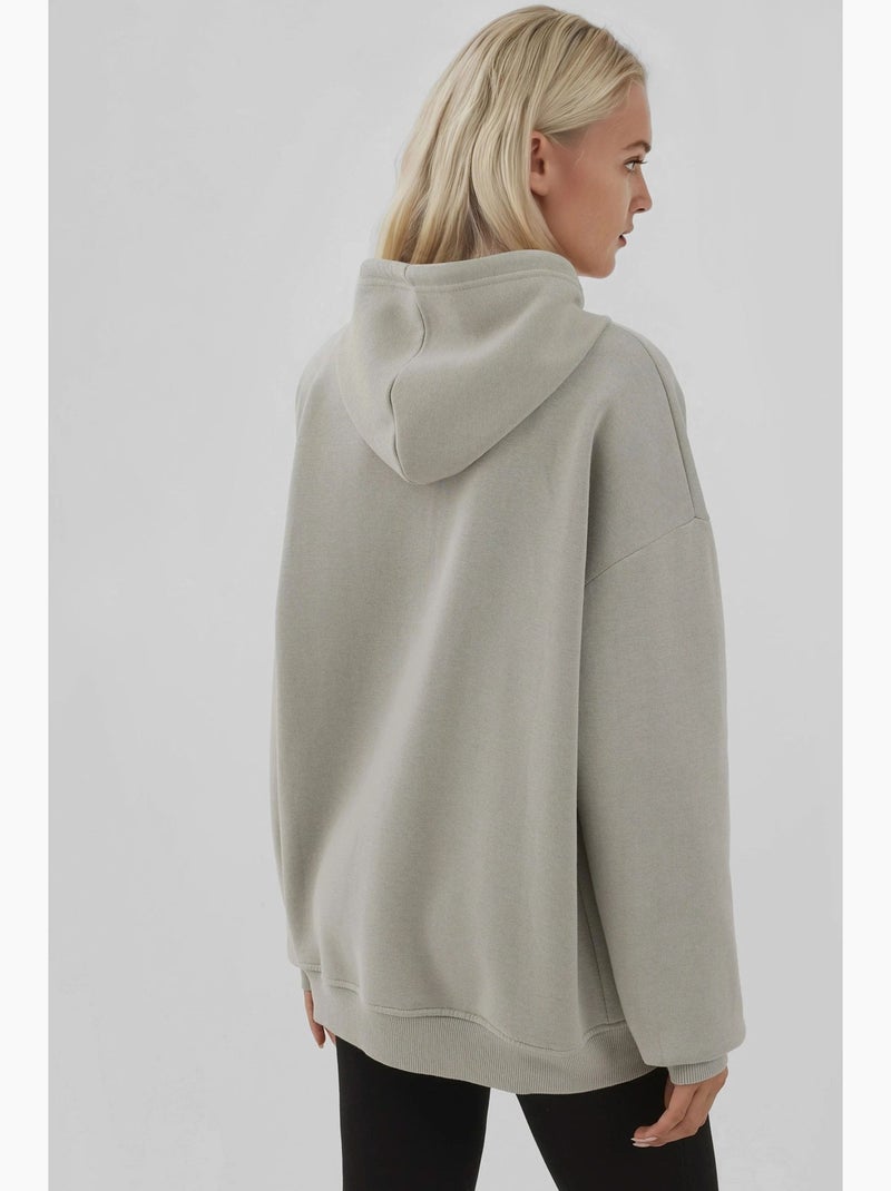 Sudadera con capucha, cuello con cremallera y bolsillos texturizados hiccup Gris claro - Kiabi