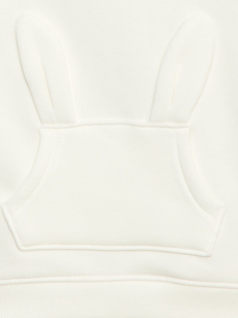 Sudadera con capucha de felpa con diseño de conejito Blanco - Kiabi