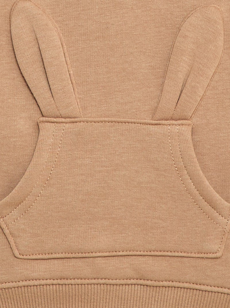 Sudadera con capucha de felpa con diseño de conejito Marron - Kiabi