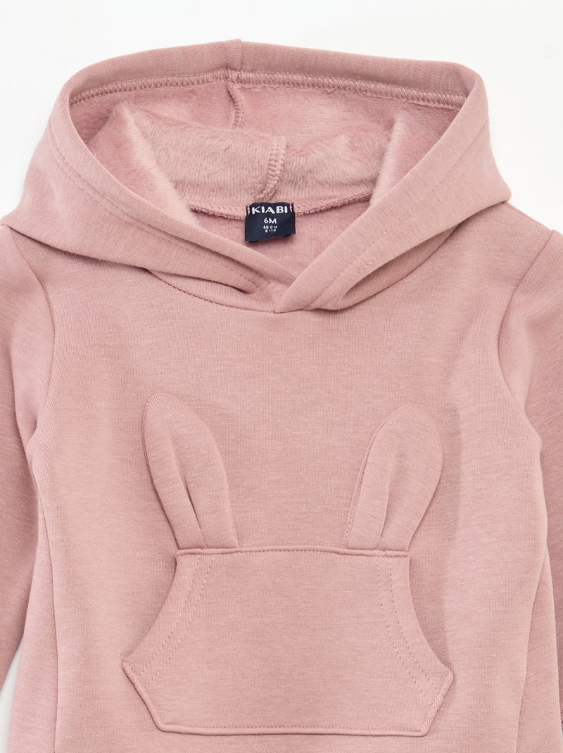 Sudadera con capucha de felpa con diseño de conejito Rosa - Kiabi