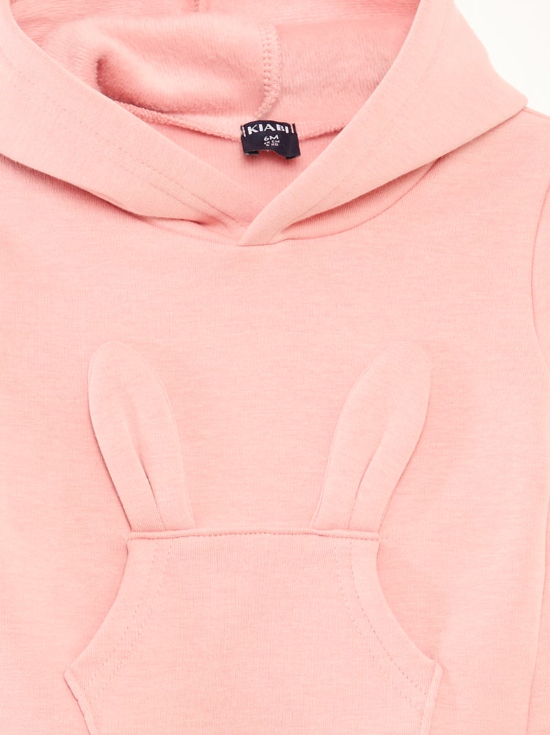 Sudadera con capucha de felpa con diseño de conejo Rosa - Kiabi