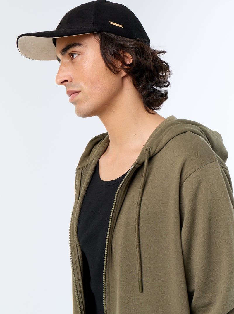 Sudadera con capucha de felpa Kaki - Kiabi