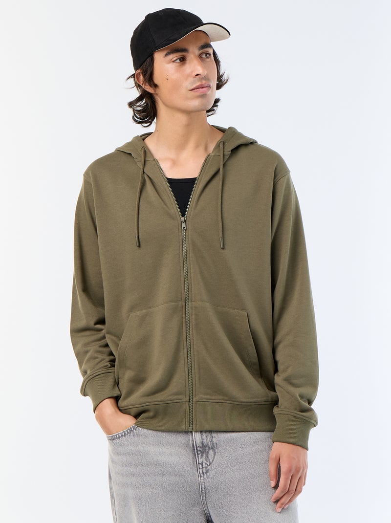Sudadera con capucha de felpa Kaki - Kiabi