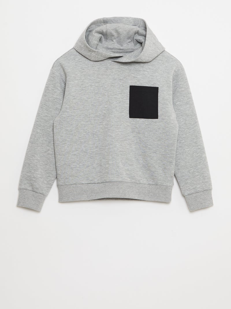 Sudadera con capucha de felpa ligera con bolsillo en el pecho Gris - Kiabi