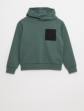 Sudadera con capucha de felpa ligera con bolsillo en el pecho