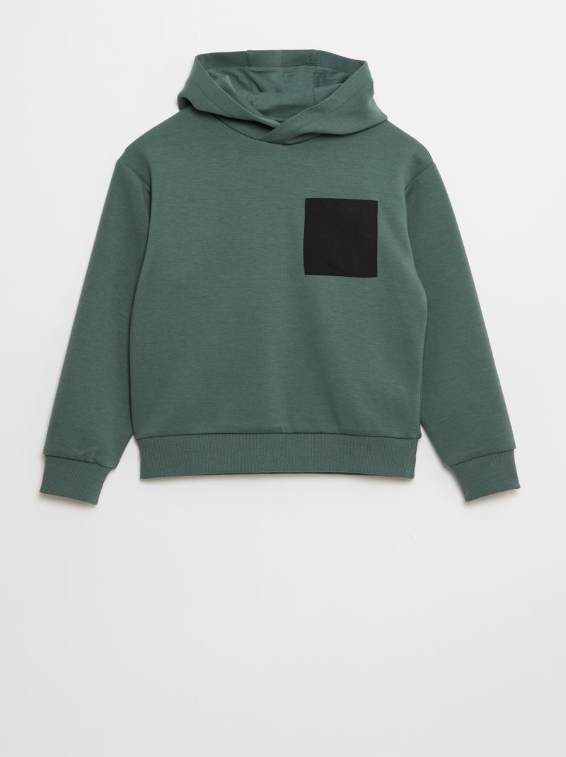 Sudadera con capucha de felpa ligera con bolsillo en el pecho Verde - Kiabi
