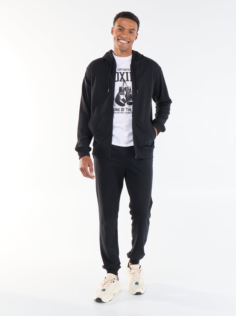 Sudadera con capucha de felpa Negro - Kiabi