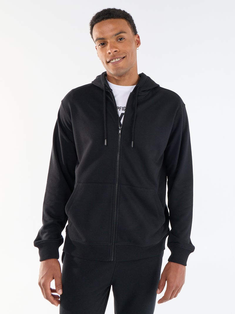 Sudadera con capucha de felpa Negro - Kiabi