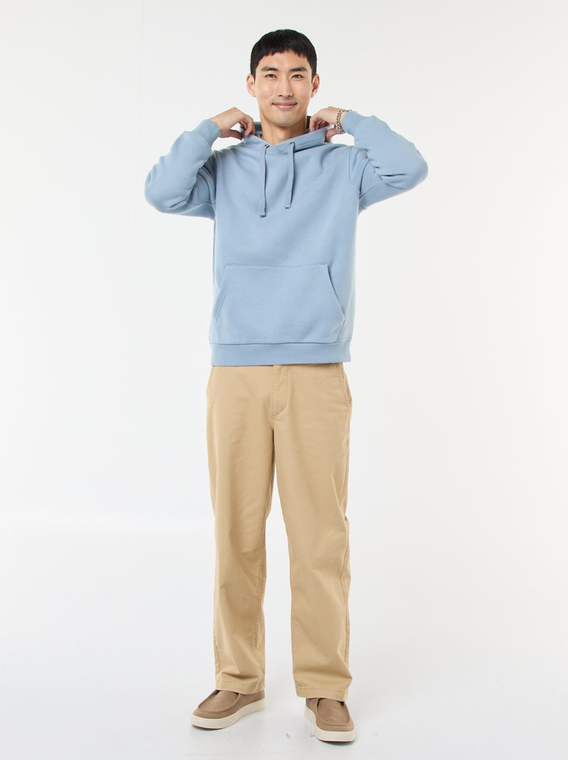 Sudadera con capucha de felpa perchada con bolsillo canguro Azul - Kiabi