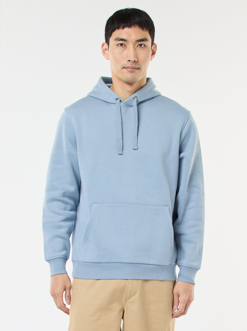 Sudadera con capucha de felpa perchada con bolsillo canguro Azul - Kiabi