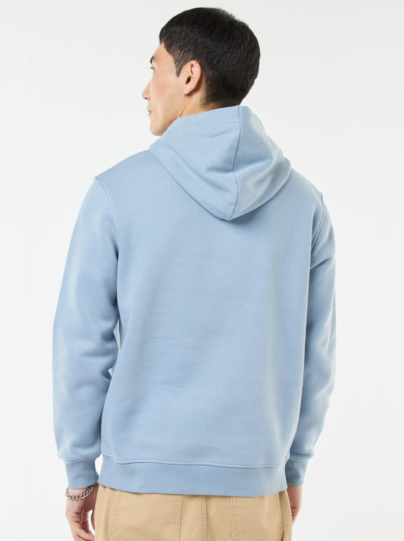 Sudadera con capucha de felpa perchada con bolsillo canguro Azul - Kiabi