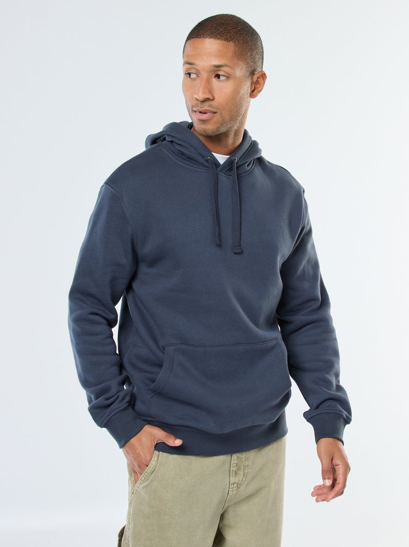 Sudadera con capucha de felpa perchada con bolsillo canguro Azul - Kiabi