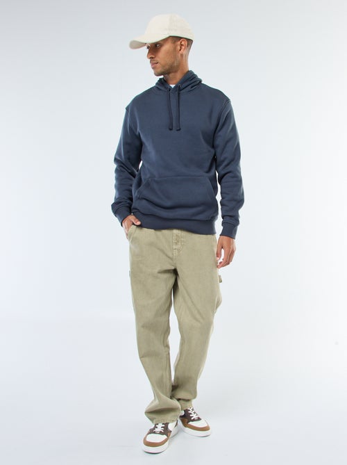 Sudadera con capucha de felpa perchada con bolsillo canguro - Kiabi