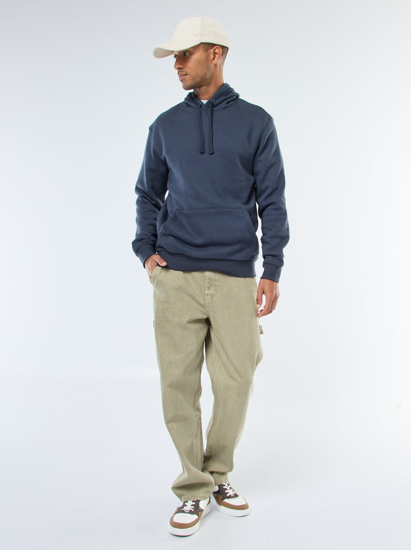 Sudadera con capucha de felpa perchada con bolsillo canguro Azul - Kiabi