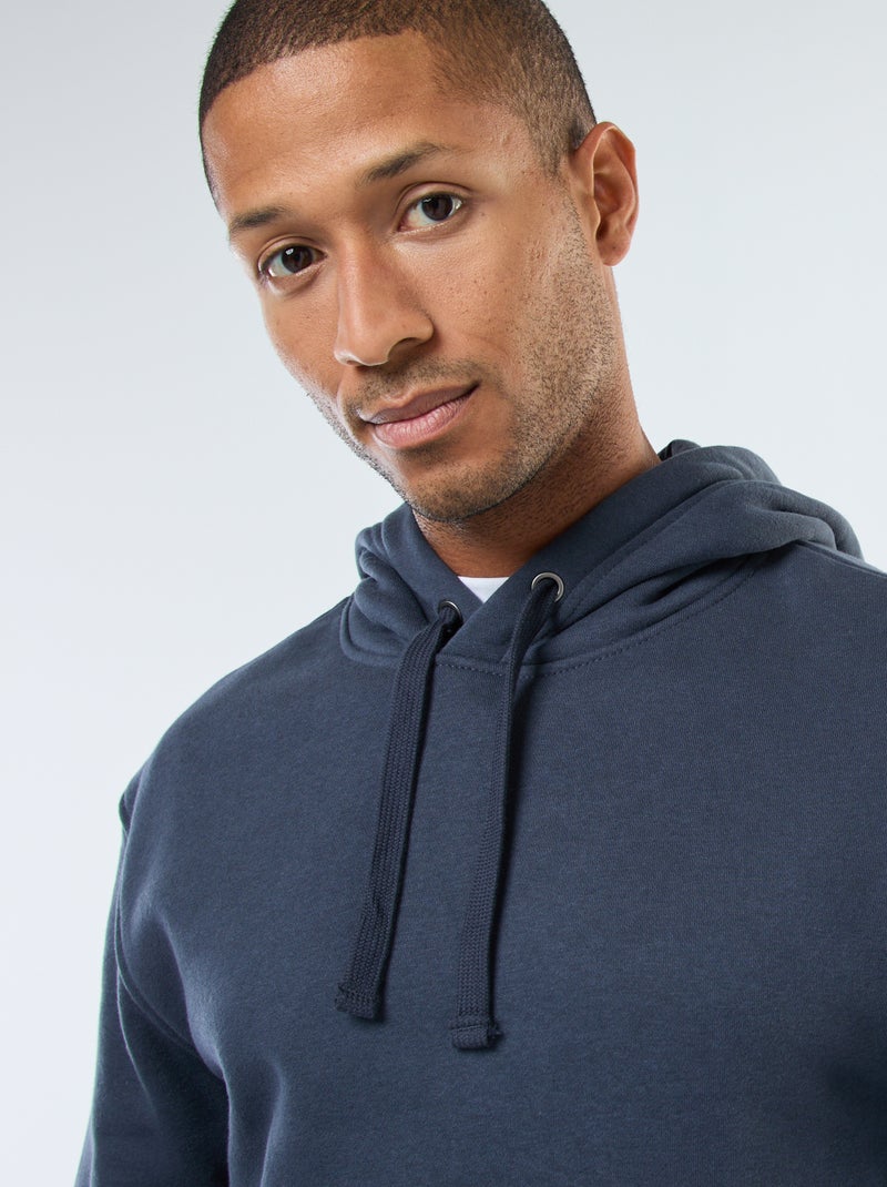 Sudadera con capucha de felpa perchada con bolsillo canguro Azul - Kiabi