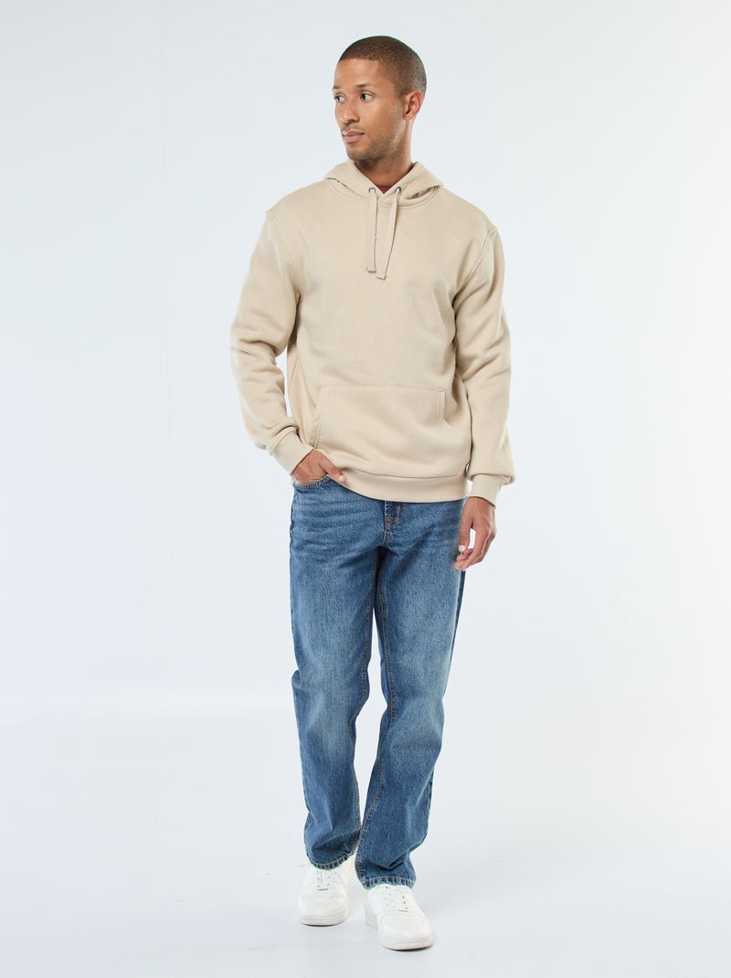 Sudadera con capucha de felpa perchada con bolsillo canguro Beige - Kiabi