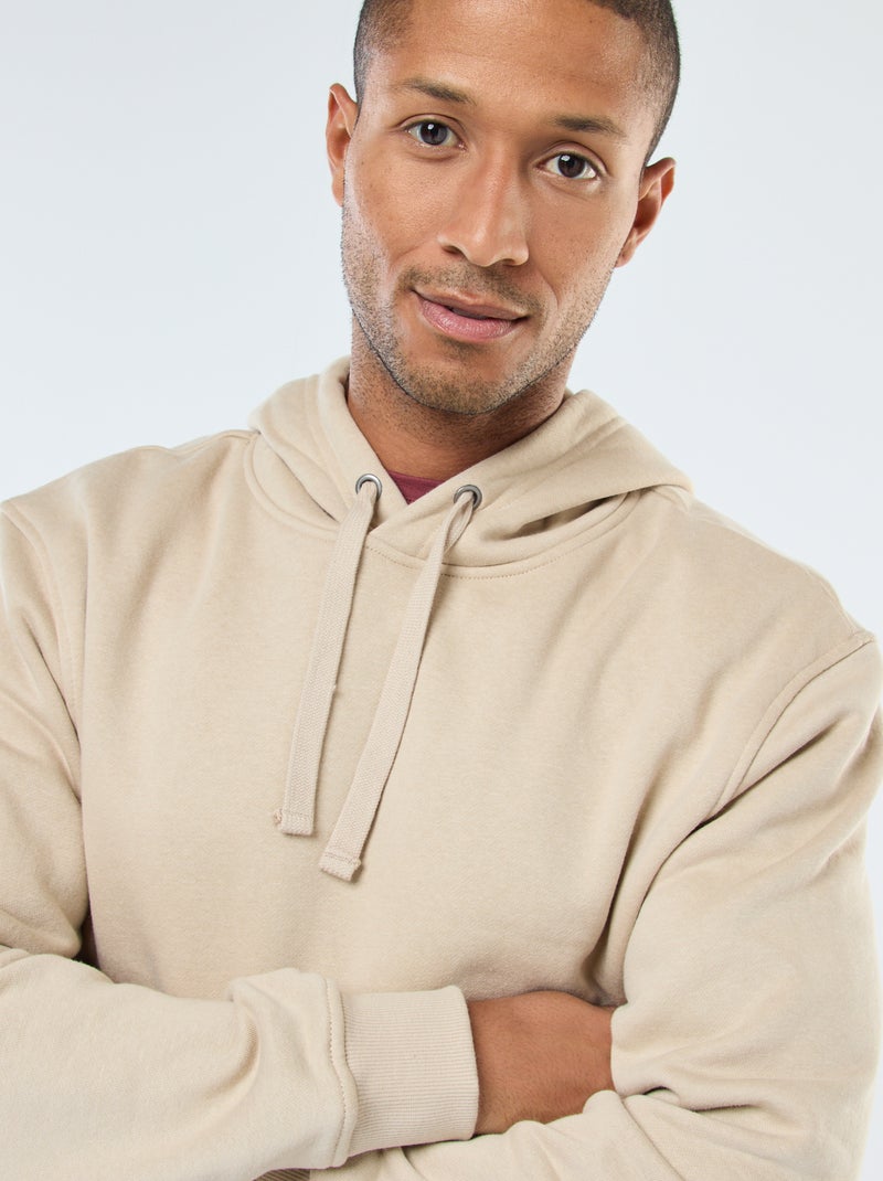 Sudadera con capucha de felpa perchada con bolsillo canguro Beige - Kiabi