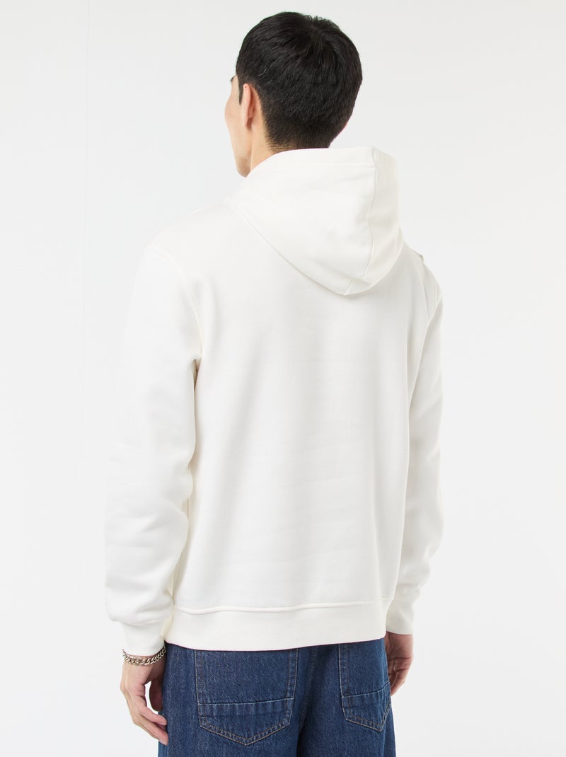 Sudadera con capucha de felpa perchada con bolsillo canguro Blanco - Kiabi