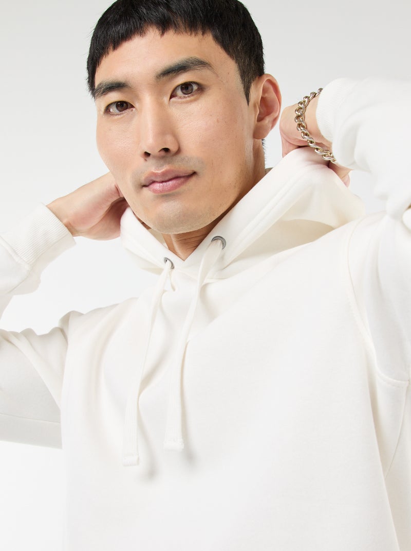 Sudadera con capucha de felpa perchada con bolsillo canguro Blanco - Kiabi