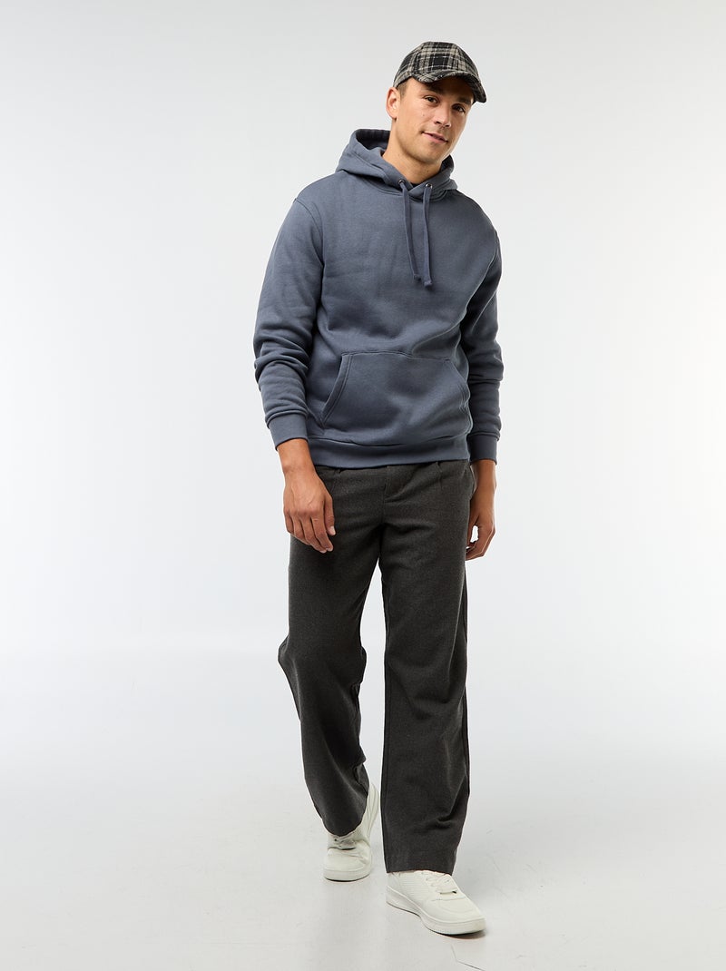 Sudadera con capucha de felpa perchada con bolsillo canguro Gris - Kiabi