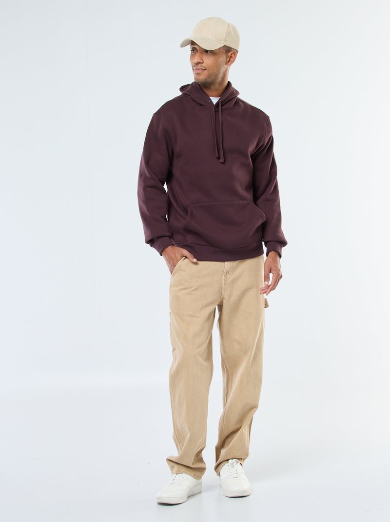 Sudadera con capucha de felpa perchada con bolsillo canguro Purpura - Kiabi
